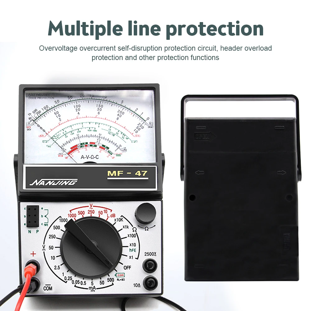 High-Precision MF47 Multimeter DC/AC Voltage DC Current 10A Tester Resistance Capacitance Meter Analog Display Pointer Meter