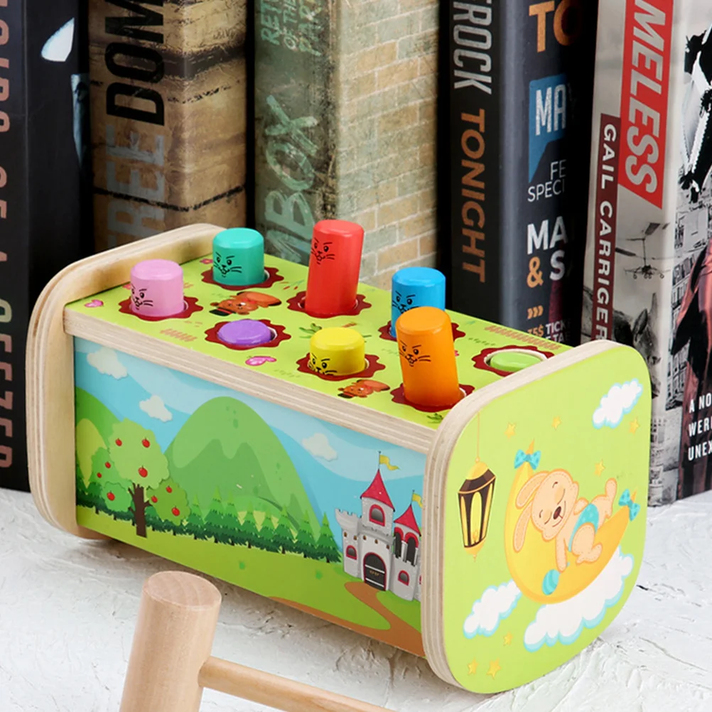 1 세트 노킹 몰 유아 조기 학습 인지 게임 나무 장난감 훈련 보조 교육 선물(녹색)