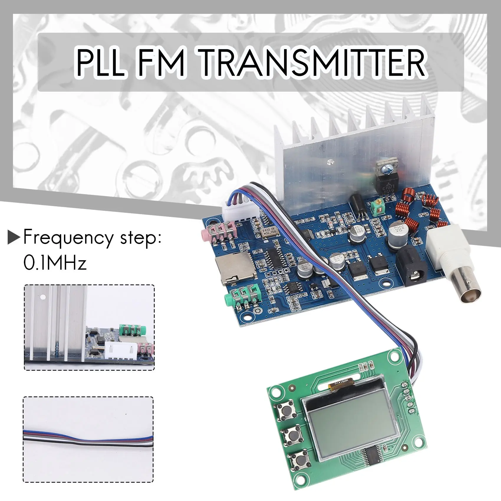 Assembled 0.5W-7W FM Transmitter Radio Station PLL Stereo Digital Frequency + Lcd Digital Display Adjustable Volume