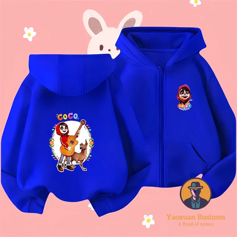 Modieuze Coco kleine jongens meisjes hoodie met rits, schattig bedrukt cartoon winddicht warm herfst winter nieuw ​