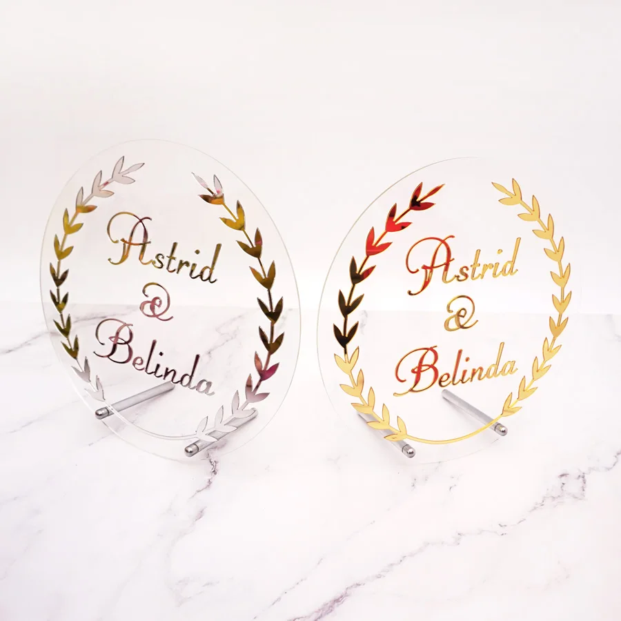 Different Style Acrylic Table Standing Custom Wedding Personalized Mirror Frame Acrylic Word Sign Party Decor With Standing Nail