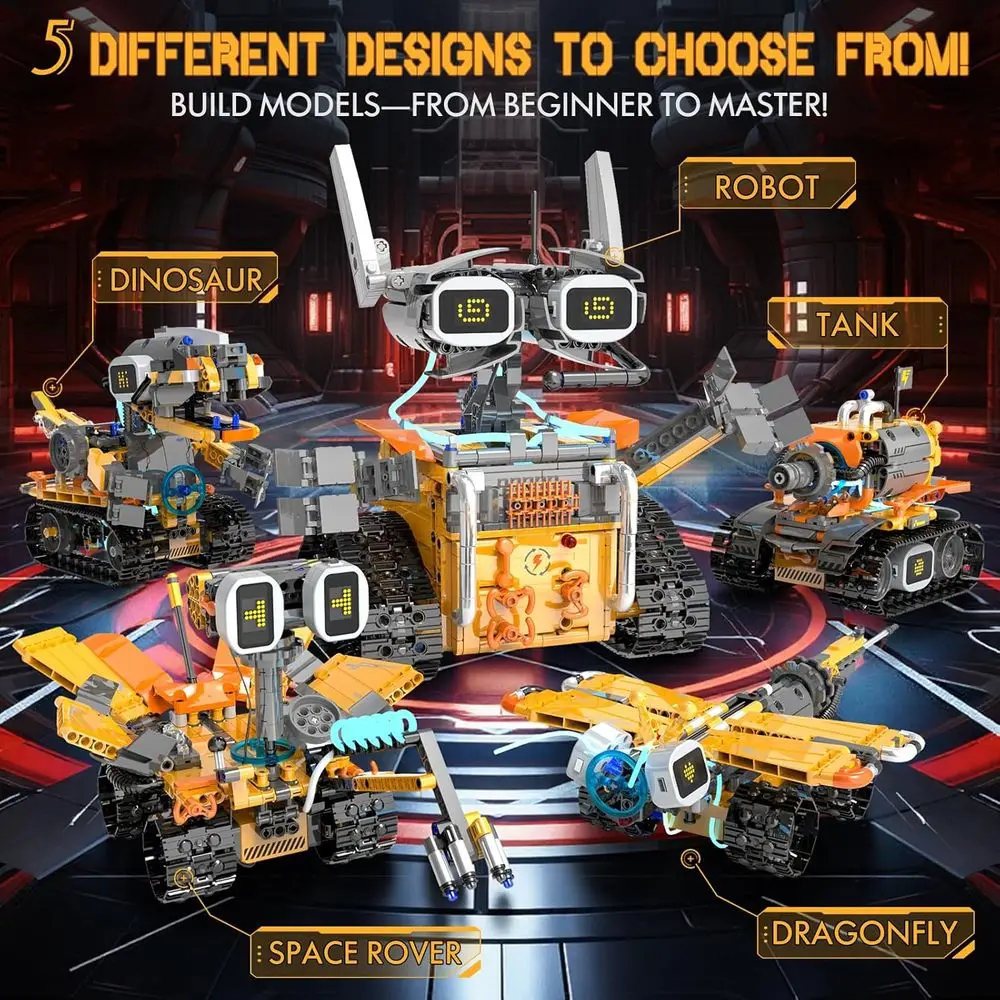 Zestaw robota STEM dla dzieci w wieku 6-12 lat, 899-elementowy zestaw do budowy czołgu dinozaura z aplikacją i pilotem, idealny prezent naukowy dla chłopców i dziewcząt
