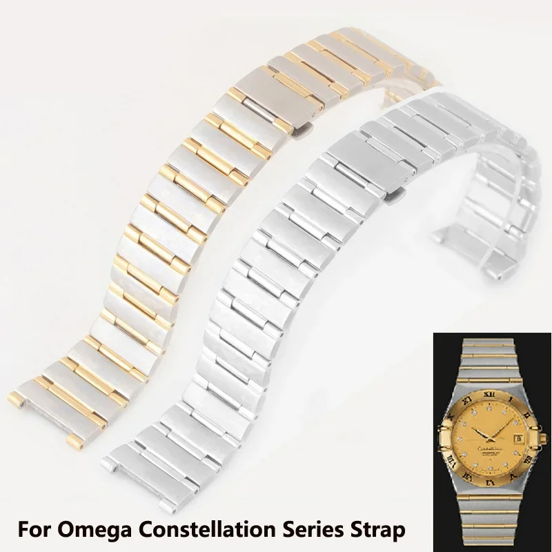 Solid Fine Stainless Steel Watch Strap For Omega Constellation Watchband Silver Wrist Bracelet Fold Buckle 16mm*11mm  22mm*14mm