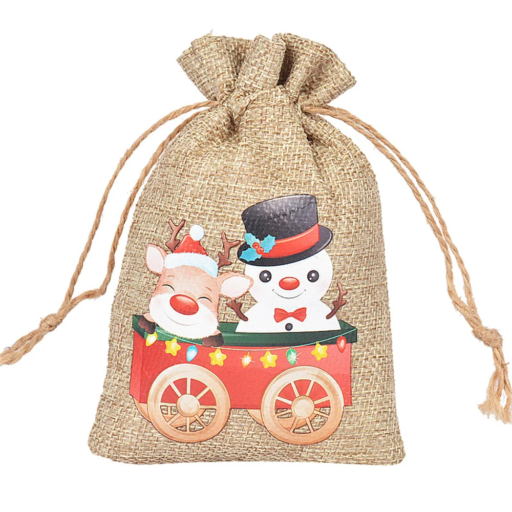 Packaging Bag Linen Candy Pouch Snack Bag Reusable Drawstring Bag For Friends Family Christmas