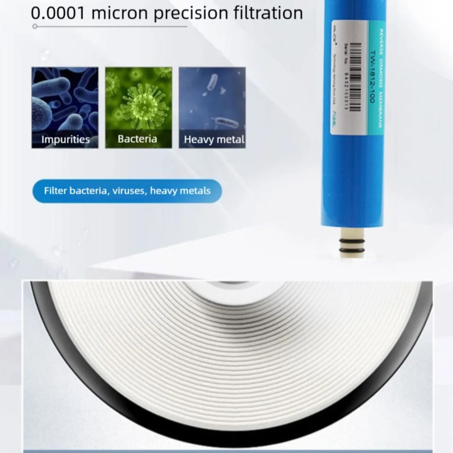 Quick-Change PP Filter Cartridge, RO 75G/100G 10" Reverse Osmosis Filters ,Replacement Under Sink RO Water Filtration System Set - view 2