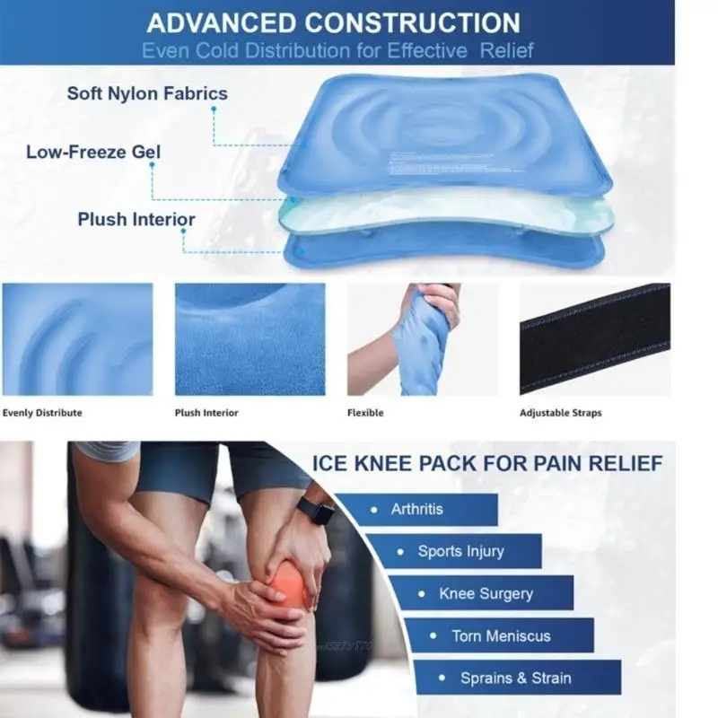 X5XA – glace pour genou, pour réduire l'inconfort des jambes, thérapie par compresse froide, enveloppe glace pour le