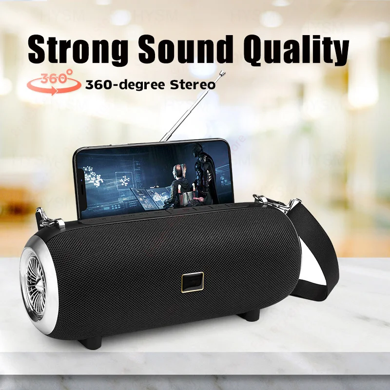 Portable Wireless Bluetooth High Power Speaker Powerful Outdoor Som Boom Box Music Player with Phone Holder Column for TV Phone