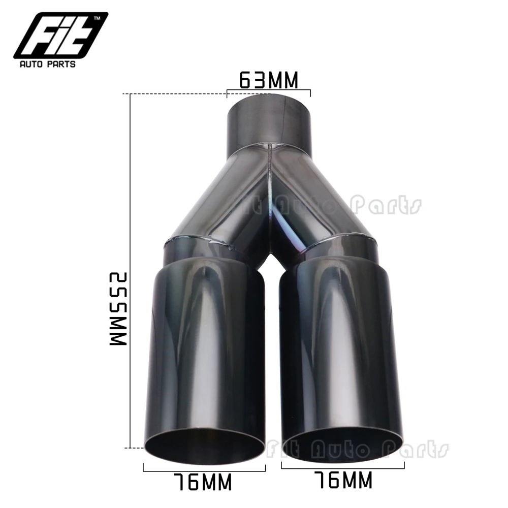 

Universal 63mm Inlet 76mm Outlet Exhaust Tailpipe Stainless Steel Muffler Tail pipe end tip For Car Exhaust System Replacement