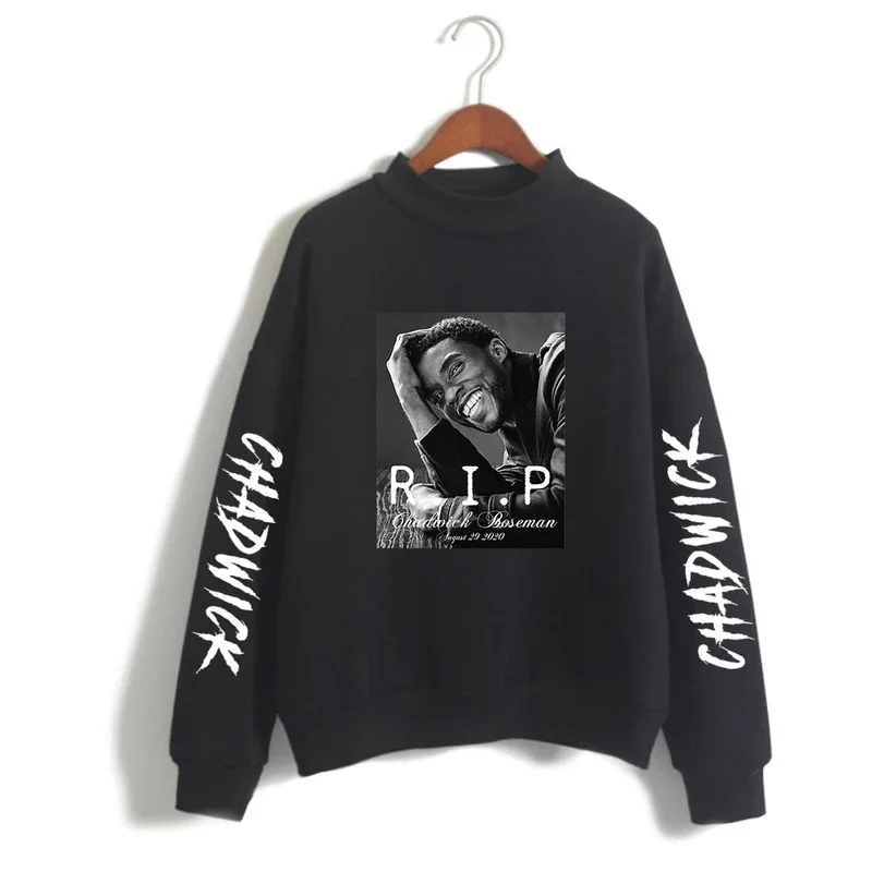 Chadwick Boseman turtleneck sweatshirt fashion hip hop Chadwick Boseman rip pullover oversize hot sweatshirt women streetwear