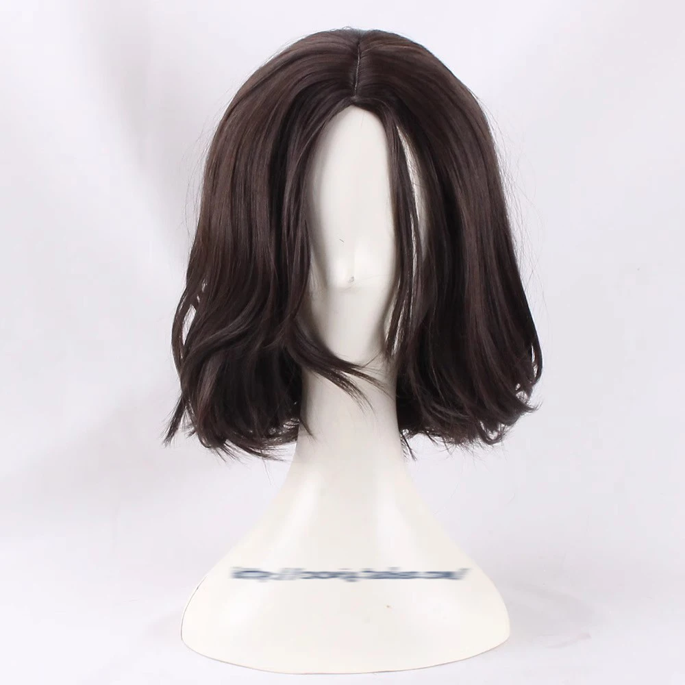 Curto encaracolado John Wick peruca cosplay para homens e mulheres, cabelo castanho sintético, moda diária, festa de Halloween, perucas fantasia