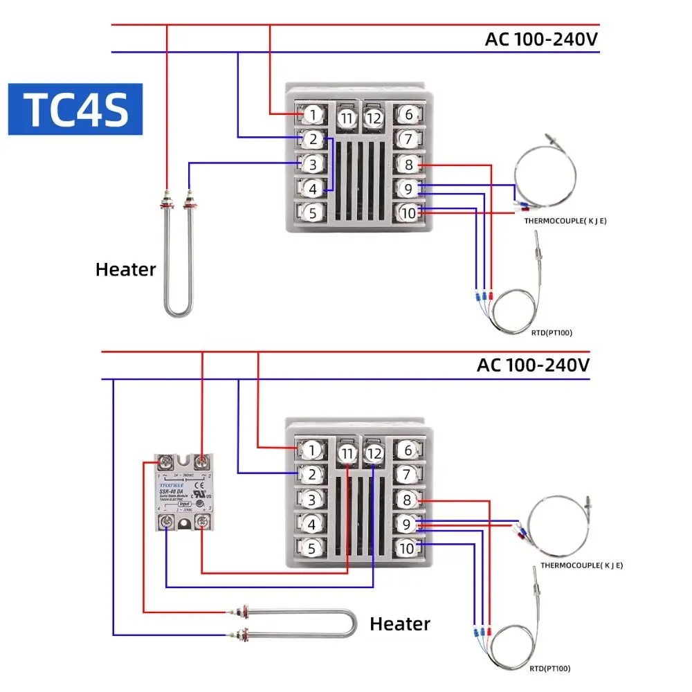 Entrada y salida Universal TC4S TC4H TC4L TC4M SSR relé controlador de temperatura regulador Digital PID termostato Dual