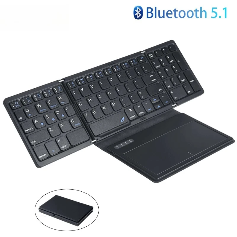 

Складная Bluetooth-клавиатура с сенсорной панелью, карманная складная клавиатура для ноутбука, телефона, планшета, беспроводная перезаряжаемая клавиатура