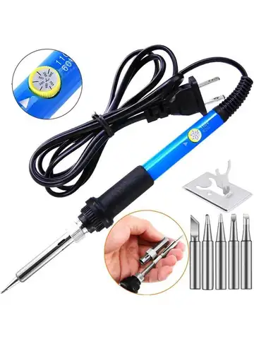 EU 60W Adjustable Temperature Electric Soldering Iron Welding Rework Station Heat Pen Tips DIY Repair Tool