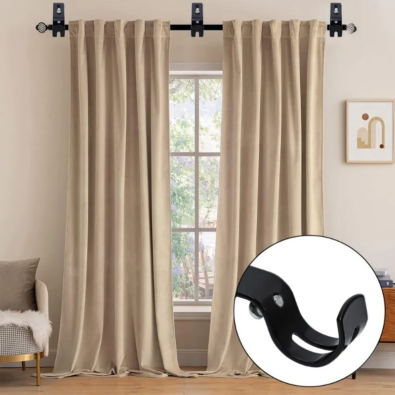 2Pcs Extendable Durable Curtain Rod Support With Screws Portable Wall-mounted Curtain Rod Bracket Adjustable Hanging Hook