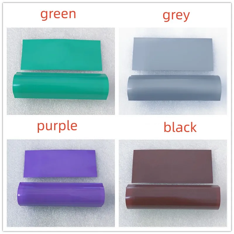 100 قطعة/الحزمة 18650 بطارية ليثيوم بولي كلوريد الفينيل الحرارة تقلص كم الجلد يتقلص فيلم أخضر أبيض بني أرجواني برتقالي فضي رمادي