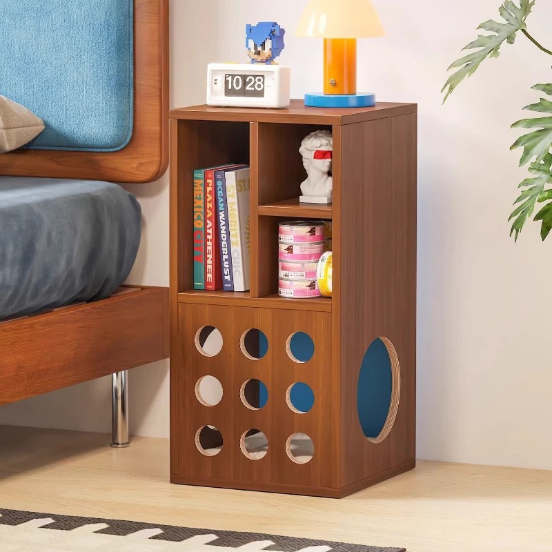 

Solid Wood Nightstand Bedside Table Multifunctional Storage Cabinet with Drawer Modern Organizer Shelf Elegant Chest of Drawers