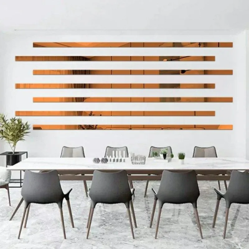 5pcs 1m Acrylic edge mirror wall stickers, living room self-adhesive decorative lines, background walls ceiling edges stickers