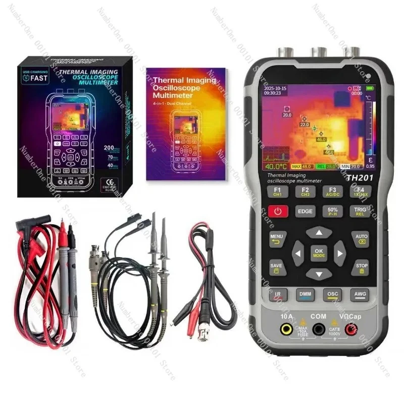 TH201 4 in 1 Handheld Tester Thermal Imaging Oscilloscope Multimeter Signal Source 288*240 IR Camera