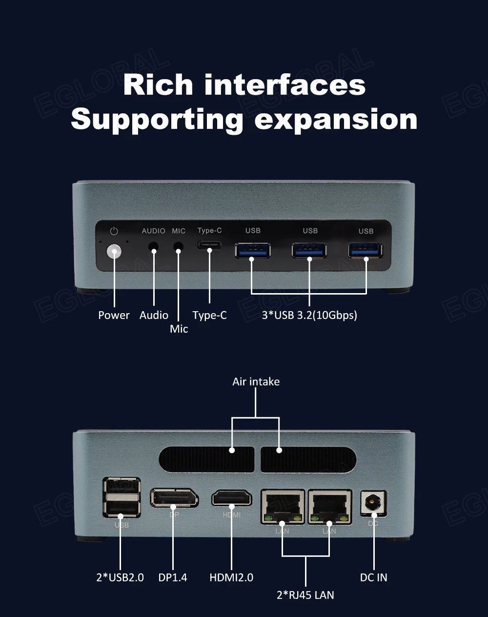 Imagem -06 - Eglobal-mini pc Intel 12ª Geração I31215u I5-1235u I7-1255u Win10 11 Linux 16 go 32 go Ddr5 500 go Nvme Ssd Wi-fi Computador Desktop