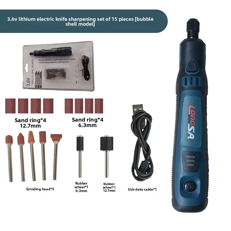 Conjunto de moagem elétrica recarregável USB, máquina de moagem elétrica de gravação de jade, mini, pequena caneta de moagem elétrica.