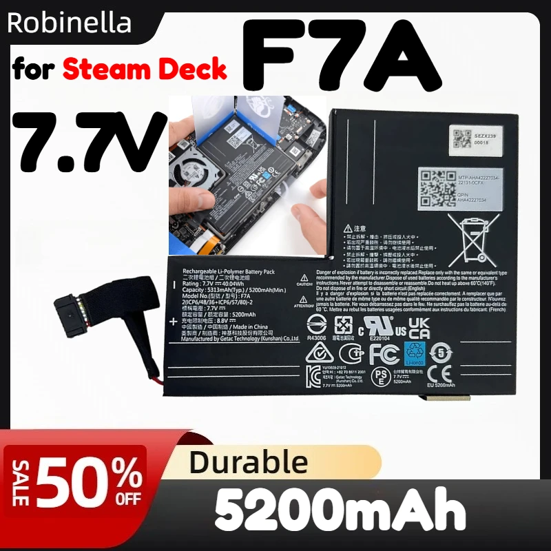 بطارية بديلة F7A 7.7 فولت 5200 مللي أمبير في الساعة لجهاز الألعاب المحمول على سطح البخار