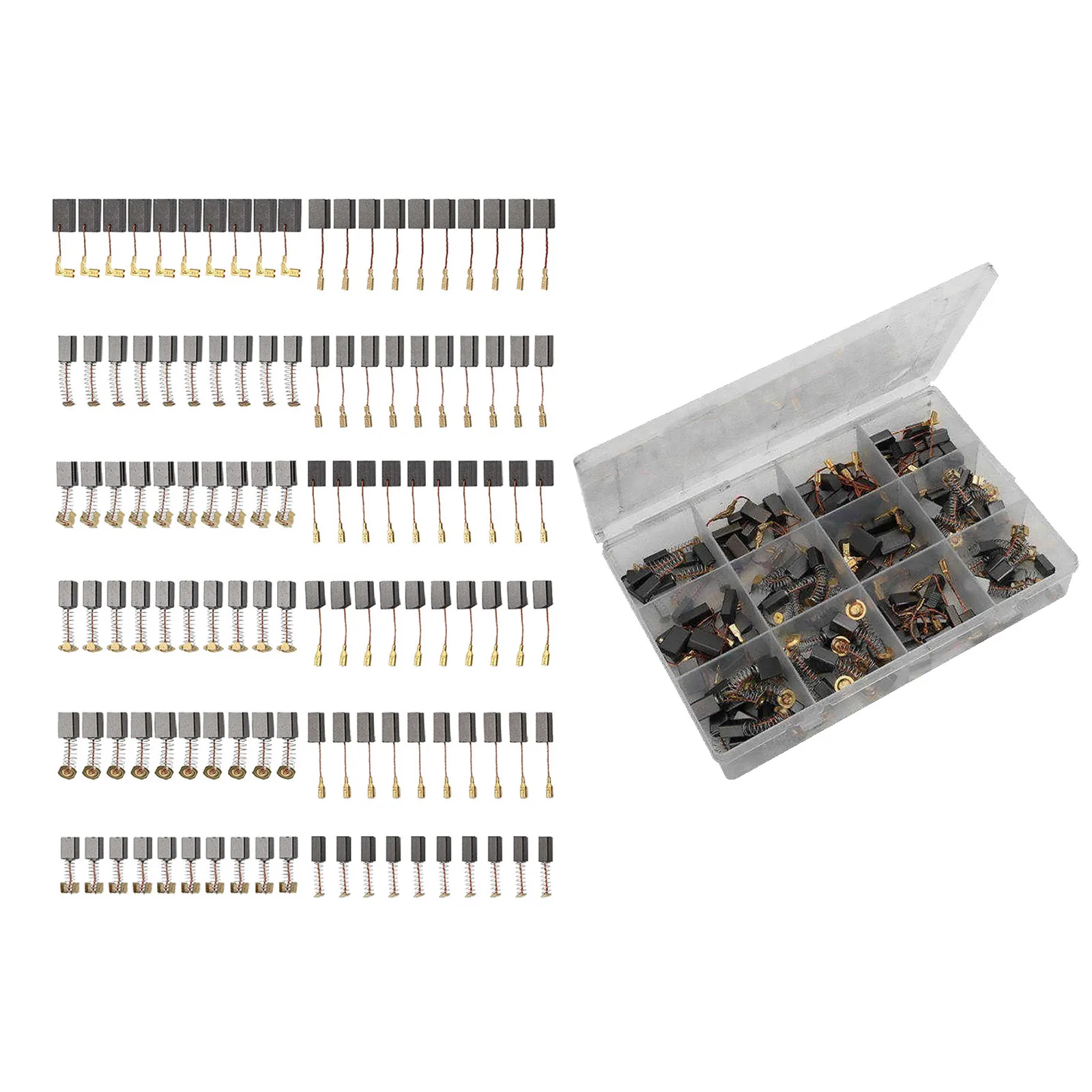 120-teiliges Kohlebürsten-Set für Elektromotoren, 12 verschiedene Größen, Graphit- und Kupferdraht, Motor-Reparaturset für Bohrmaschinen, Sägen, Schleifmaschinen, Staubsauger – Detail 4