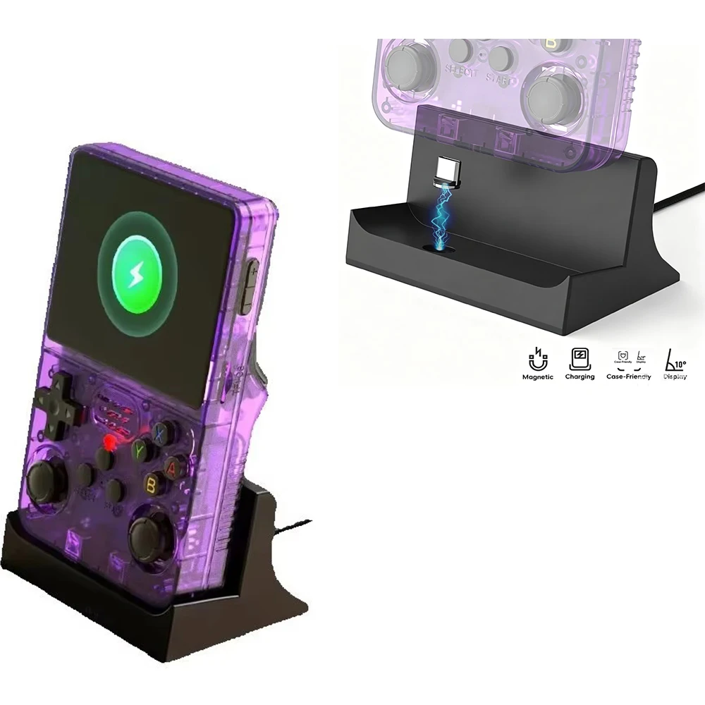 Magnetic Charging Dock Station for R36S Handheld Game Console, Type-C Desktop Charger Base with Anti-Slip Stand,Gaming Accessory