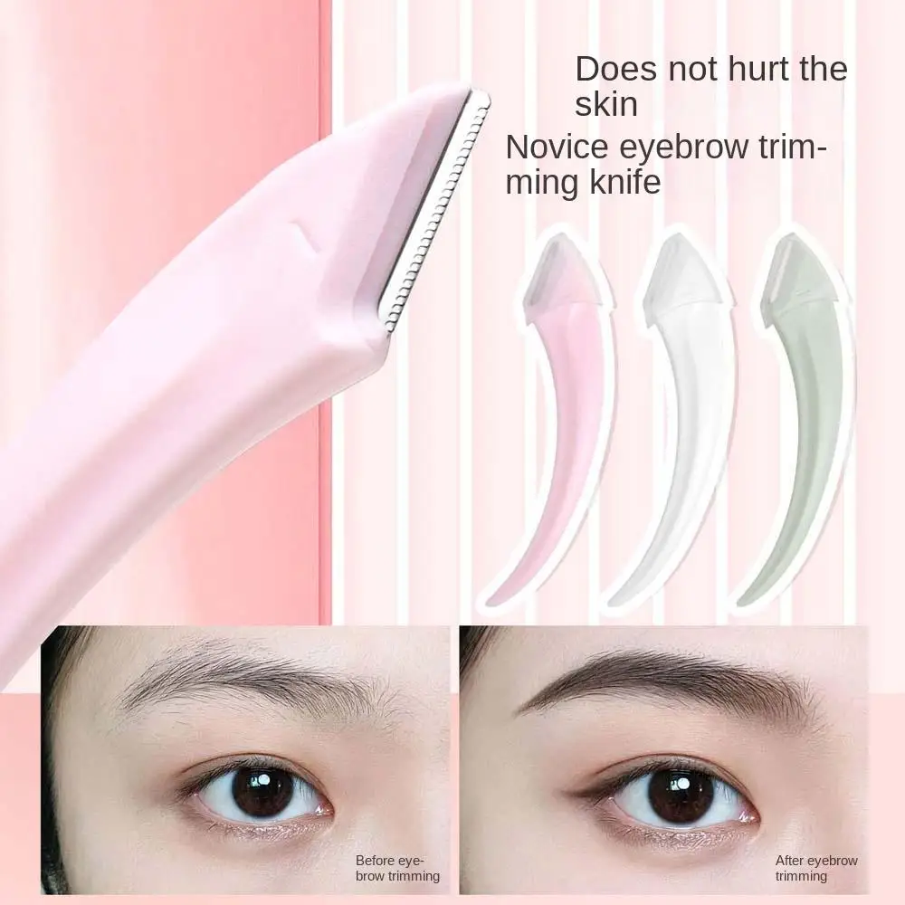 Rasoir de sourcils incurvé en forme de lune, outil de maquillage, prévention des rayures, rasoir façonnant les sourcils incurvés en acier inoxydable