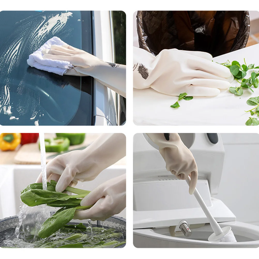 

1 Pair 39Cm Long Style Waterproof Dishwashing Gloves Rubber Kitchen Cleaning Gloves For Hand Wash Laundry Pet Care Garden Car