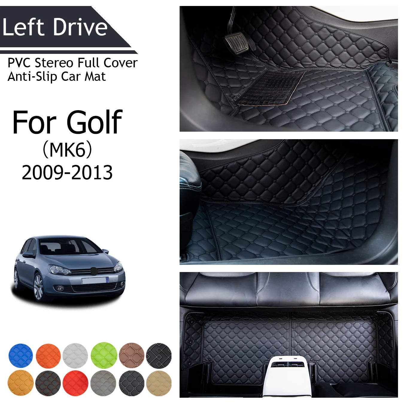 

【LHD】For Volkswagen For Golf（MK6） 2009-2013 Three Layer PVC Stereo Full Cover Anti-Slip Car Mat Car Floor Mats Car Accessories