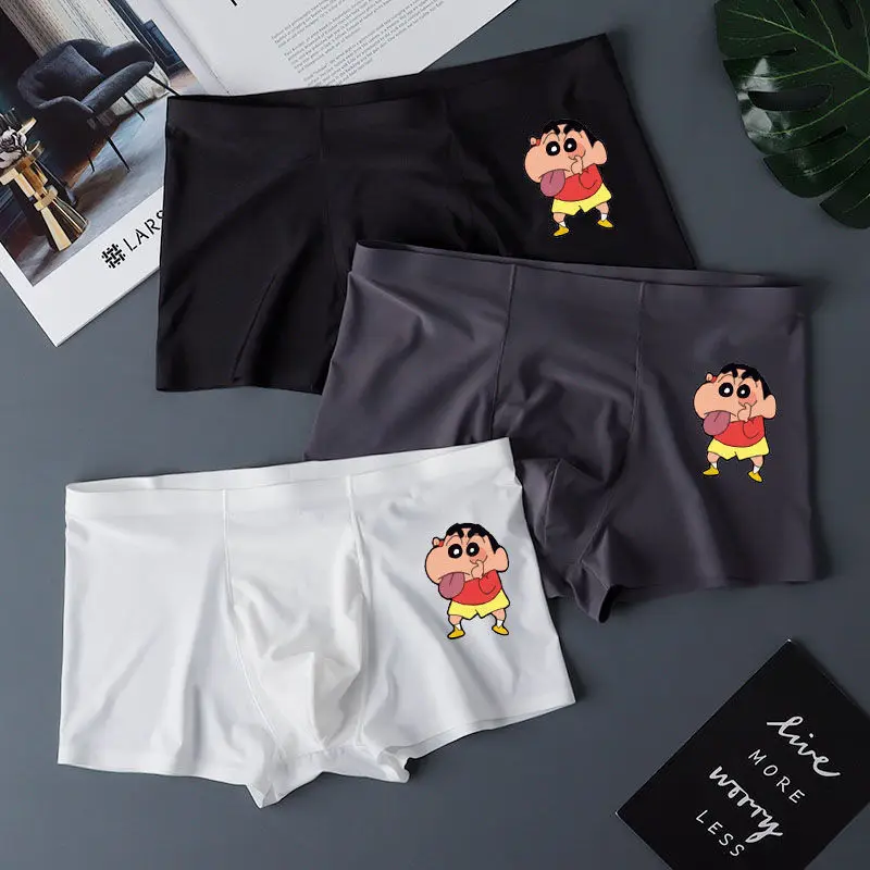 Crayon Shin-chan Underpants Cartoon Creative Men\'s Ice Silk Non-marking Underpants Personalized Sports Breathable Boxer Shorts