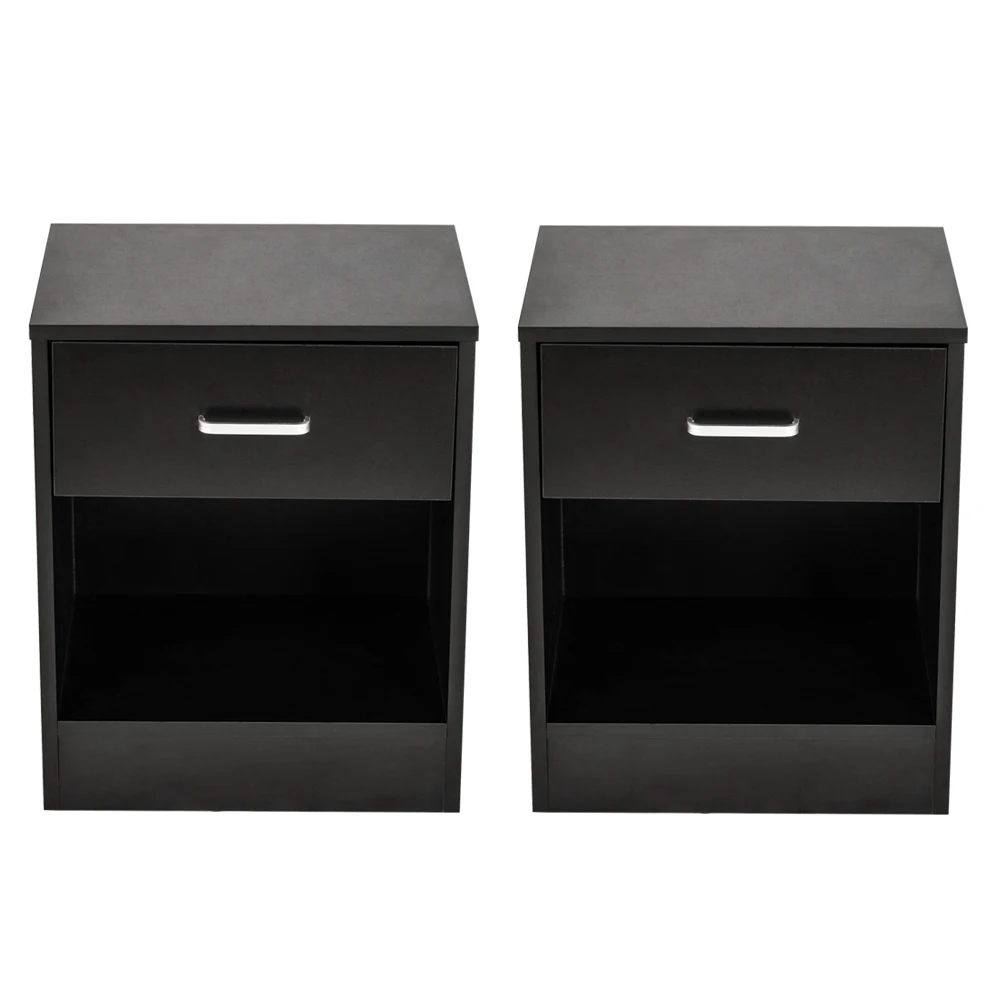 

2pcs Night Stands with Drawer Black