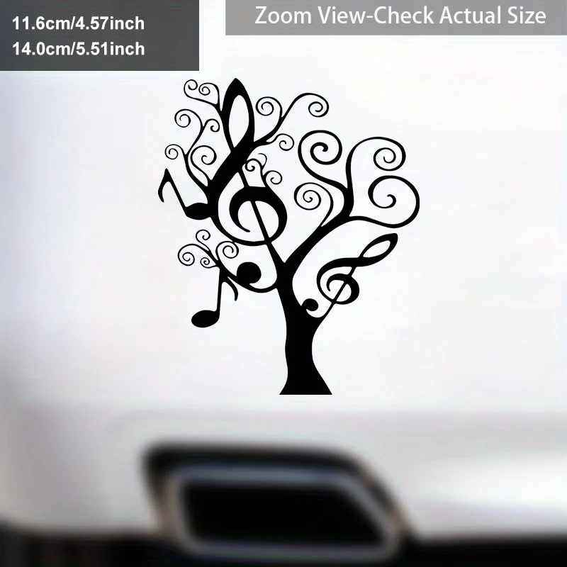 

ALLENG I Love Music Notes Heart Tree Car Sticker - Matte Black PVC Decal for Car Windows, Trucks, Glass, and Metal
