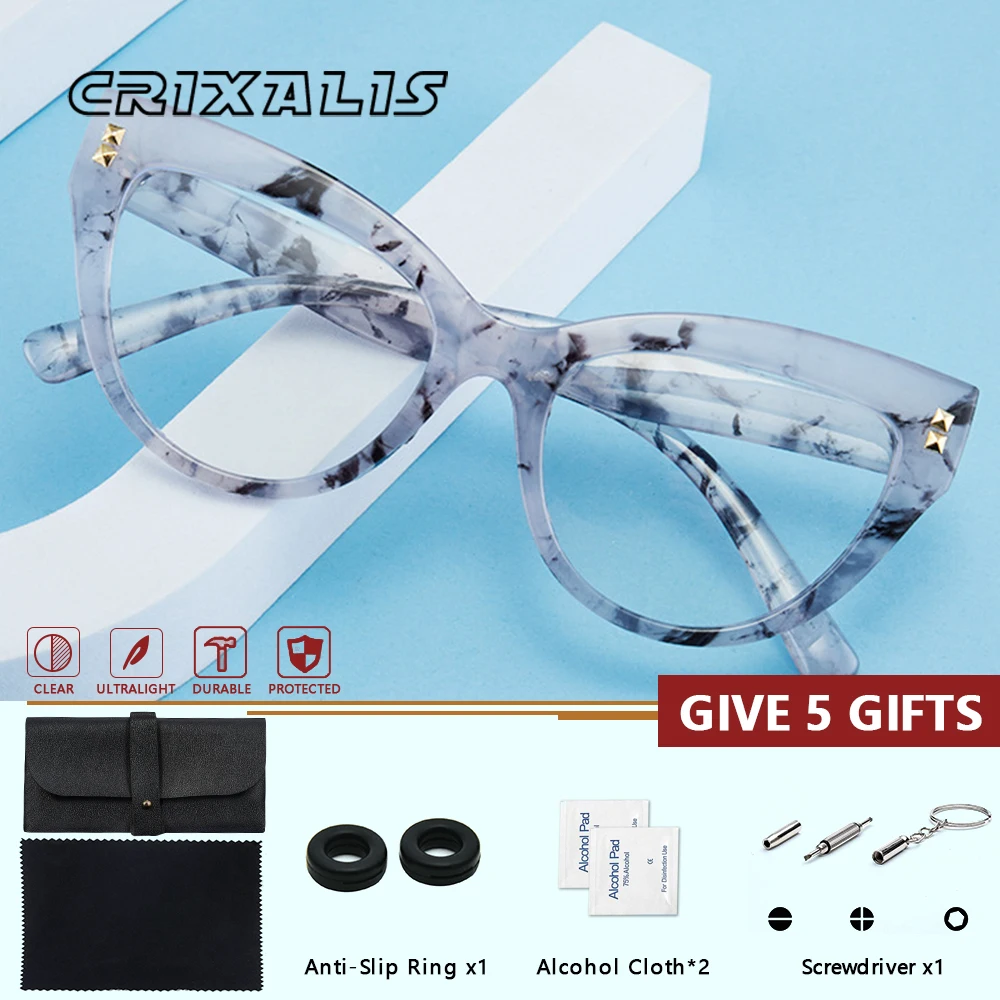 

CRIXALIS New Style Ultralight Reading Glasses Luxury Cat Eye Far Sighted Prescription Lens Women Transparent Presbyopia Eyewear