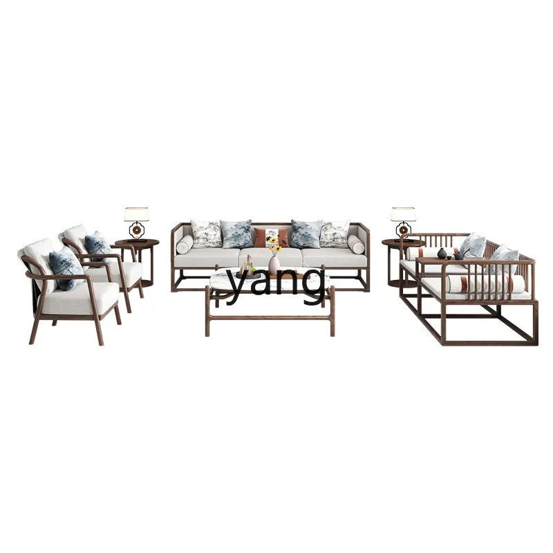 

LTT New Chinese Solid Wood Sofa Combination Modern Chinese Living Room Song Aesthetic Zen Furniture