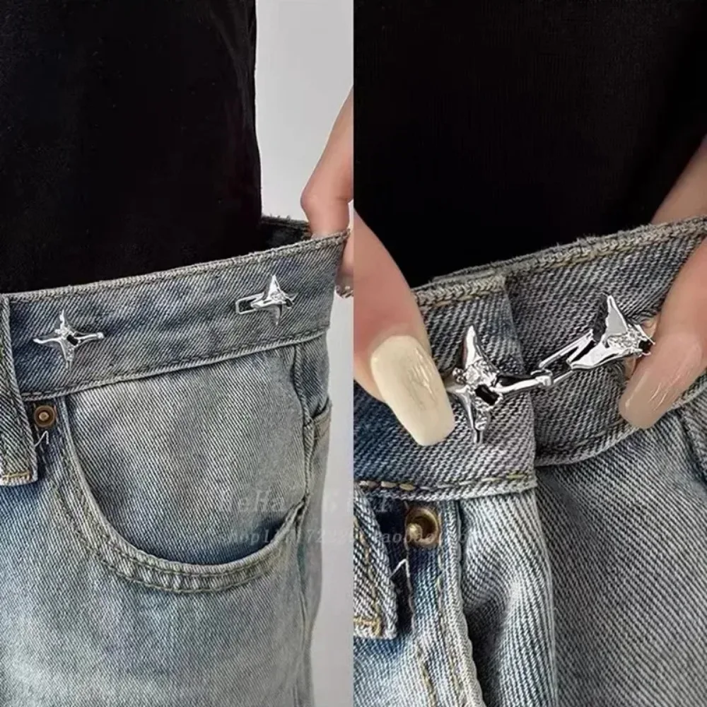 Y2K Star Adjustable Jean Waist Clips Retractable Pant Button Pins, Fit Loose Denim Fashion Accessories