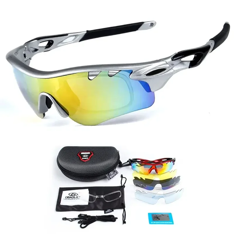 

Мужские велосипедные очки, поляризационные спортивные солнцезащитные очки для верховой езды, 5 шт. линз, велосипедные очки, спортивные очки для бега