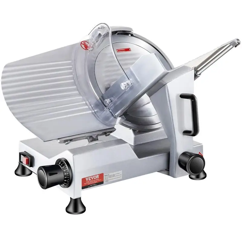 Fatiador de carne elétrico Deli 240W, lâmina de aço carbono de 10", 350-400 RPM, espessura ajustável de 0-0,47 polegadas, ideal para uso comercial e