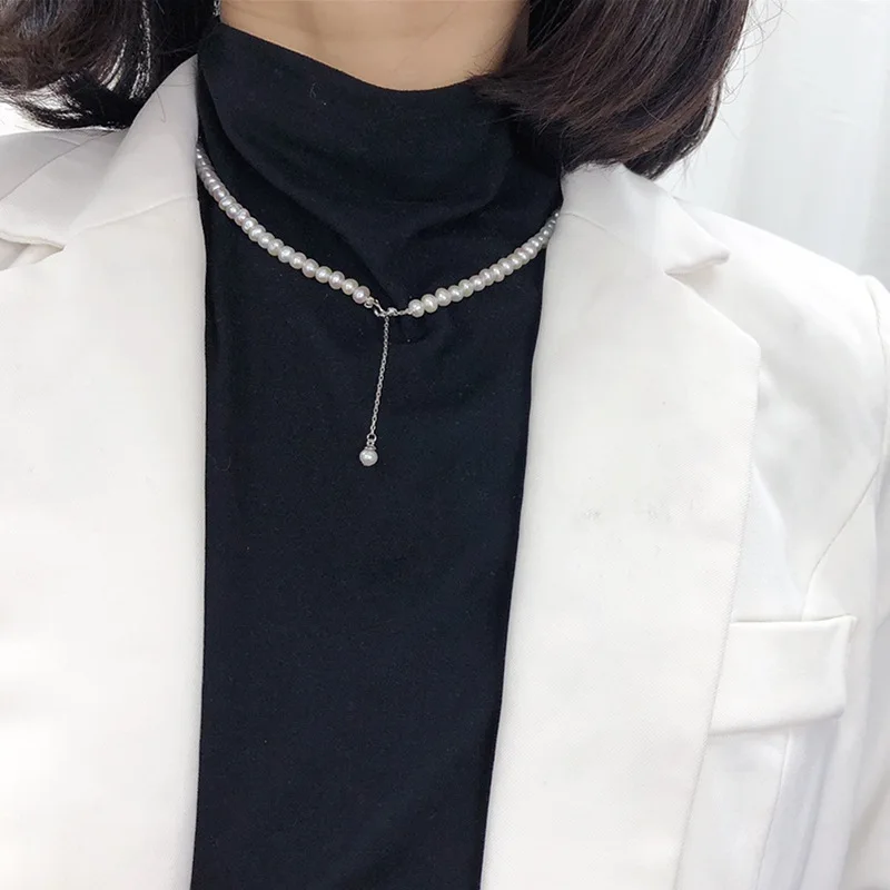 

Natural Freshwater Small Baby Bead Necklace Wholesale for Women, Versatile Jewelry with Silver Clasp, Small Beads That Look Good