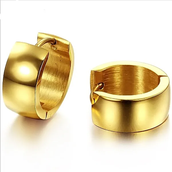 LUXUSTEEL Round Shape Metal Hoop Earrings Geometry Stainless Steel Stud Earrings for Women Girls Texture Ear Jewelry