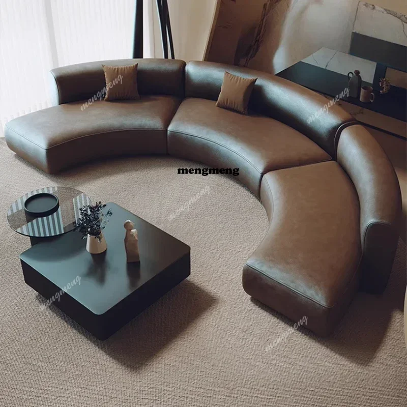 

Semi Circular Arc Abnormity Living Room Sofas Wood Designer U Shape Sofa Single Daybed Modern Divano Soggiorno Bedroom Furniture