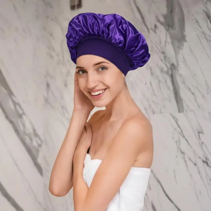 Satin Hair Towel For Sleeping Hair Plopping Towel Hair Turban Wrap And Silk Hair Wrap For Plopping Ultra-Absorbent Hair Towels