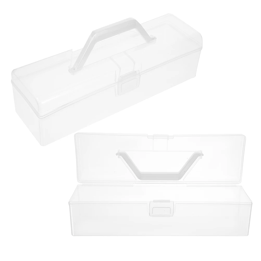 

2 Pcs Transparent Portable Storage Box Paint Brush Case Holder for Artist Organizer