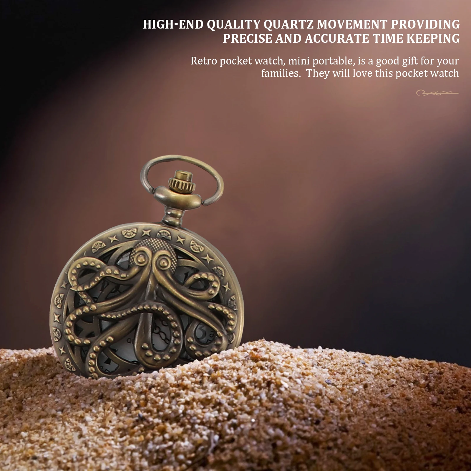 1pc Retro Pocket Hollow Out Vintage Quartz Movement Watch Mini Portable Lightweight Durable Men Women Gift Pocket Watch