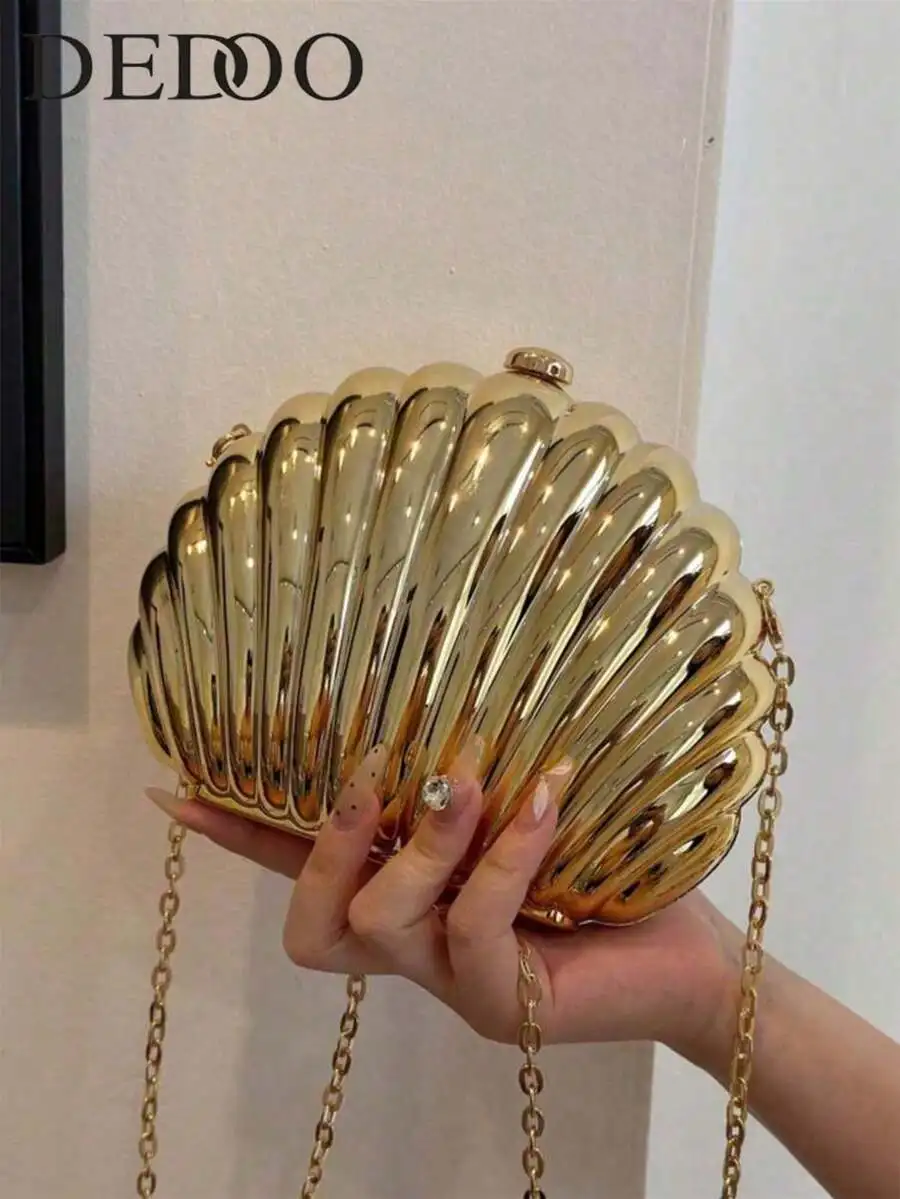 Mini Shell-Shaped Evening Bag - Vintage Laser Crossbody for Formal Dating Banquet