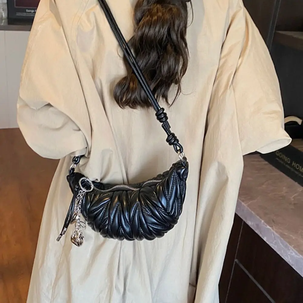 حقيبة كروس بسيطة حقيبة كتف كرواسون مع قلادة حزمة صغيرة من البولي يوريثان حقيبة زلابية على الطراز الكوري حقائب يد على طراز بني فاسق هدية #1