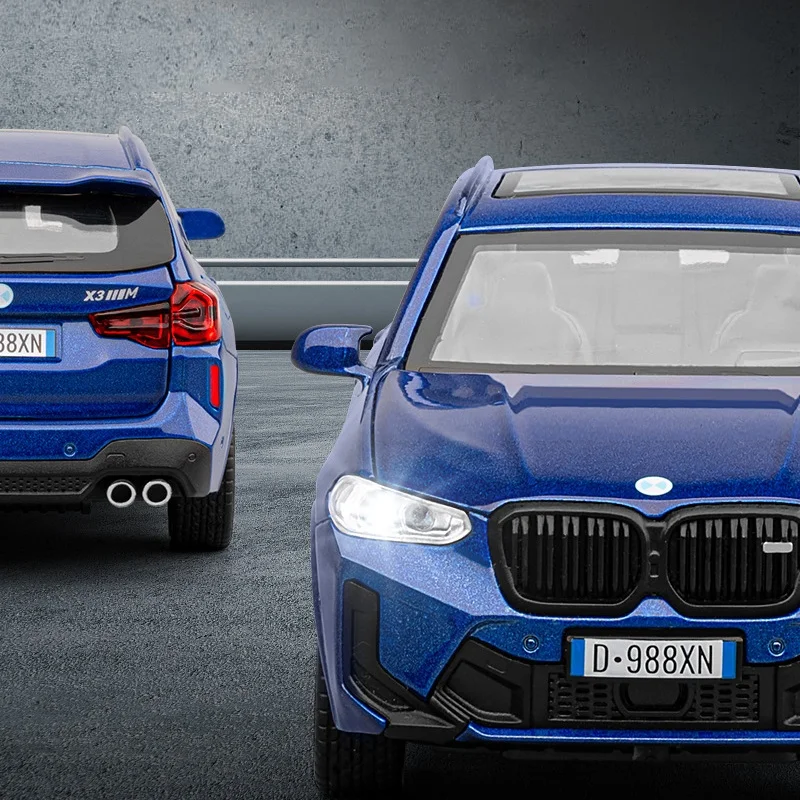 1:32 X3M X3 SUV 2025 Alloy Model samochodu Zabawka Diecasts Casting Pull Back Dźwięk i światło Zabawki samochodowe dla dzieci Pojazd