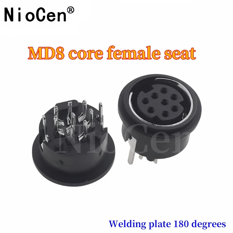 

(10PCS)MD8-core female socket soldering board 180 degree PCB direct insertion S terminal female head round head 8-pin