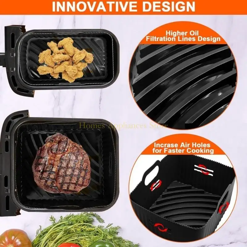 D0AB 에어 프라이어 트레이 삽입 에어 프라이어 액세서리 오븐 에어 프라이어 용 실리콘 라이너