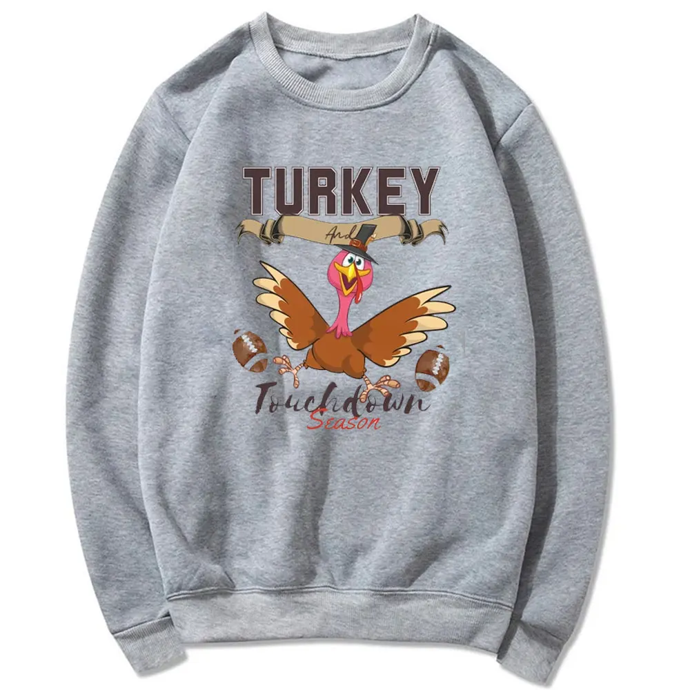 Thanksgiving Turkey Football Game Day Hoodie Mens Trot Humor Attire College Football Fashion Trend Matching Family Clothing